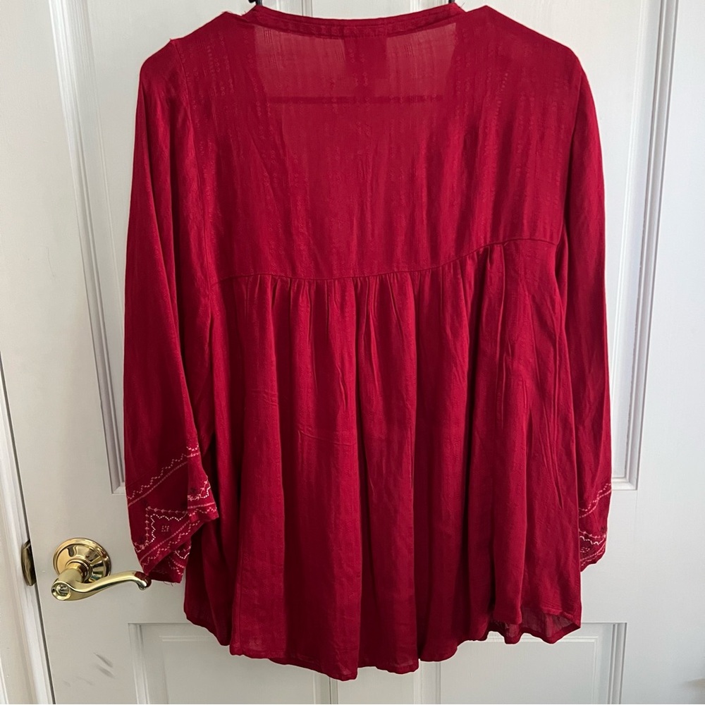 Womens KNOX ROSE Pretty Red Embroidered Top Size XXL - Picture 3 of 11